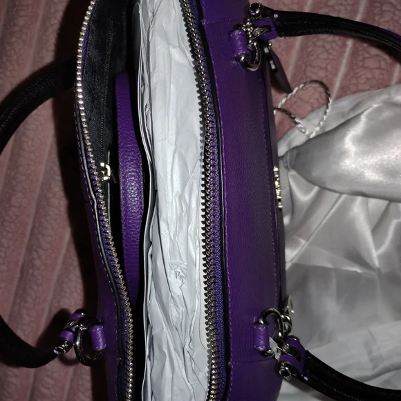 Coach Vibrant Purple Leather Satchel - Picture 5 of 14